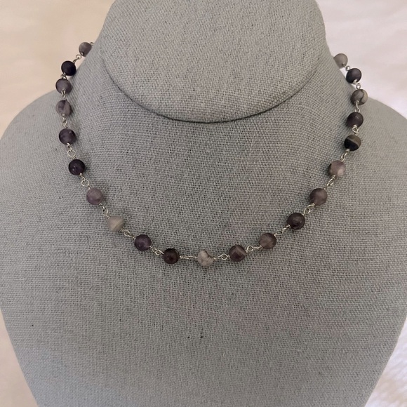 Artisan Jewelry - Semi Precious Beaded Amethyst Choker Sterling Necklace